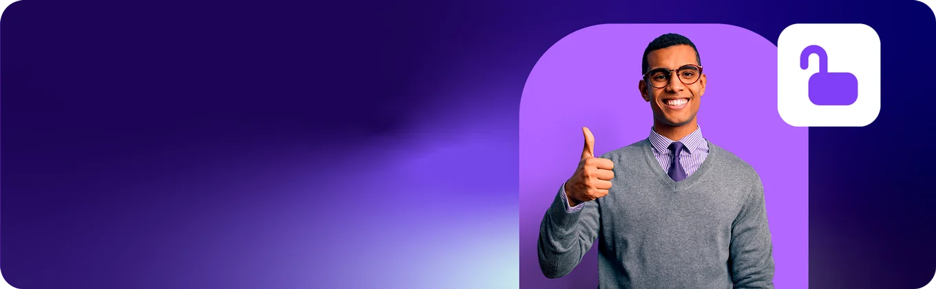 Fondo con un hombre feliz con el pulgar arriba