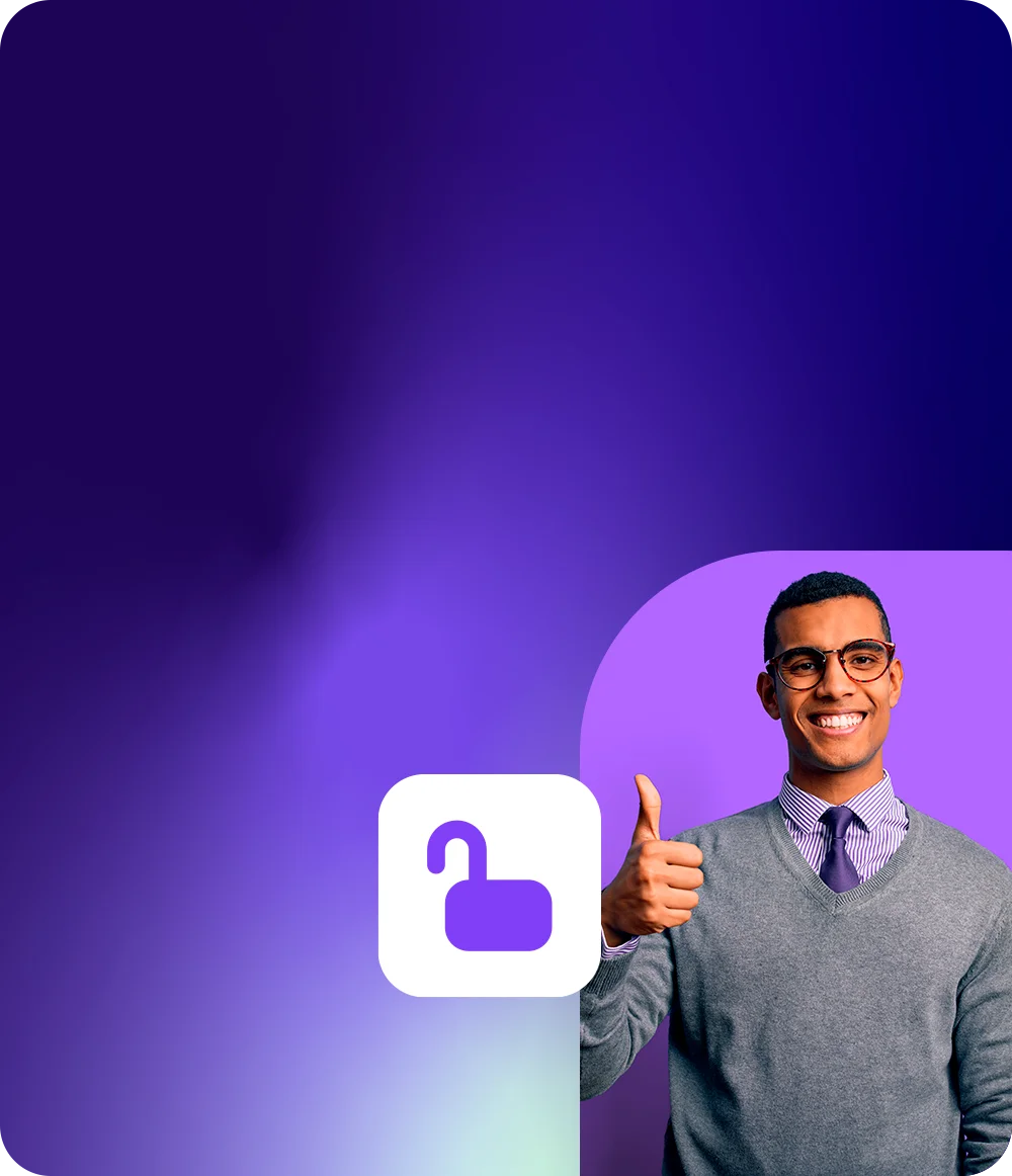 Fondo con un hombre feliz con el pulgar arriba